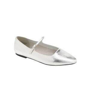 Open Edit Regina Mary Jane‎ Pointed Toe Flat - Silver Metallic